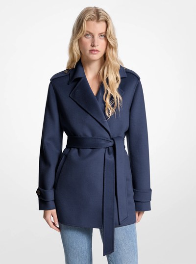 Wool Blend Belted Wrap Coat in MIDNIGHTBLUE | Michael Kors
