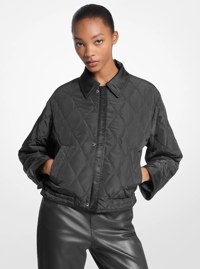 Nylon Cropped Reversible Bomber Jacket