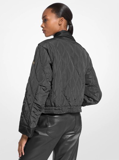 Nylon Cropped Reversible Bomber Jacket in BLACK | Michael Kors