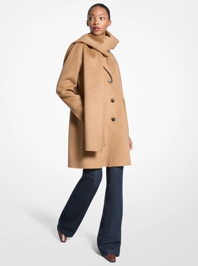 Wool Blend Scarf Coat in DARK CAMEL | Michael Kors