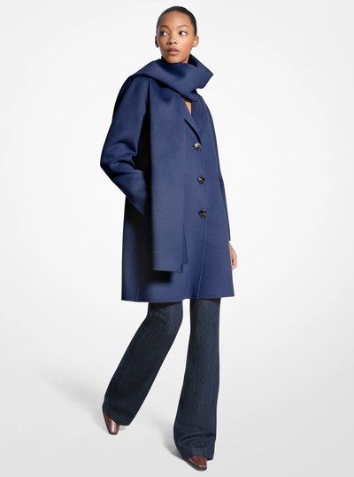 Wool Blend Scarf Coat in MIDNIGHTBLUE | Michael Kors
