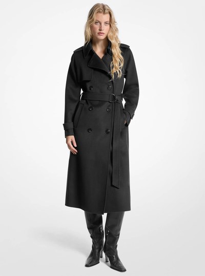 Wool Blend Belted Coat in BLACK | Michael Kors