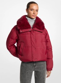 Logo Print and Sherpa Puffer Jacket