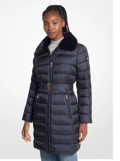 Packable Quilted Nylon Puffer Coat in ADMIRAL | Michael Kors