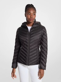 Veste r&eacute;versible en nylon matelass&eacute; &agrave; motif de chevron et &agrave; logo