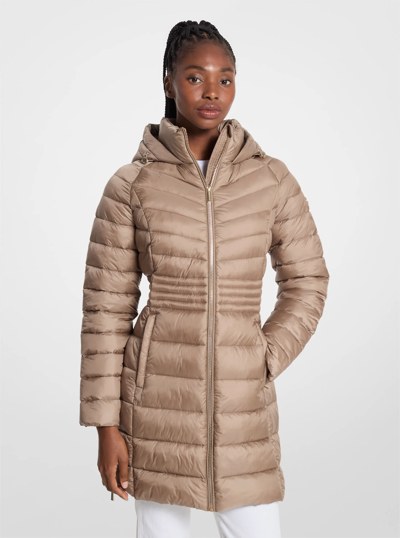 Quilted Nylon Puffer Coat in TAUPE | Michael Kors