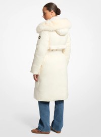 Faux Fur Trim Belted Coat