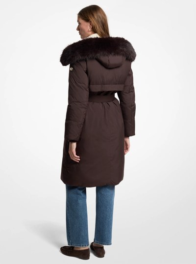 Faux Fur Trim Belted Coat in CHOCOLATE | Michael Kors