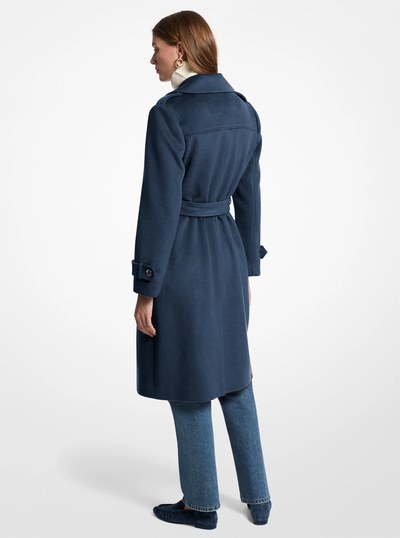 Belted Wool Blend Coat in DARK NAVY | Michael Kors