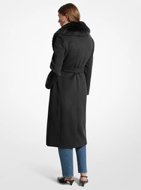 Faux Fur Trim Wool Blend Coat