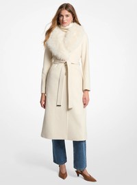 Faux Fur Trim Wool Blend Coat