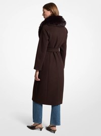 Faux Fur Trim Wool Blend Coat