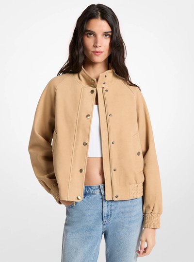 Suede Bomber Jacket in KHAKI | Michael Kors
