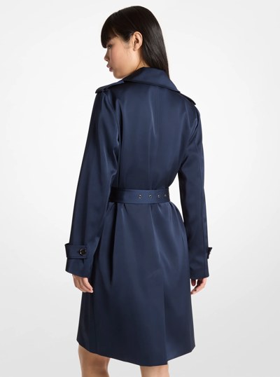 Satin Trench Coat in MIDNIGHTBLUE | Michael Kors