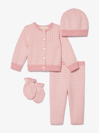 Logo Jacquard Cotton 4-Piece Baby Gift Set