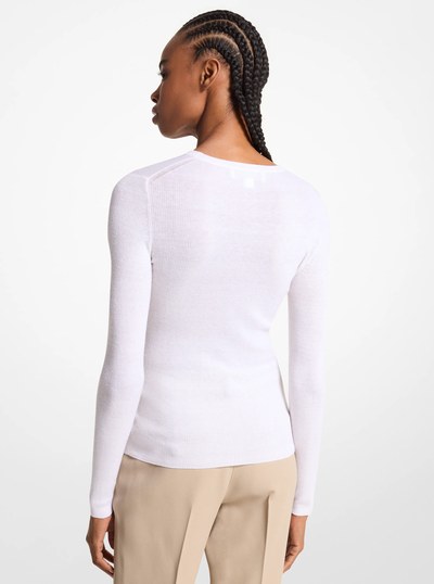 Su&eacute;ter Hutton de cachemir liviano in BLANCO INTENSO | Michael Kors