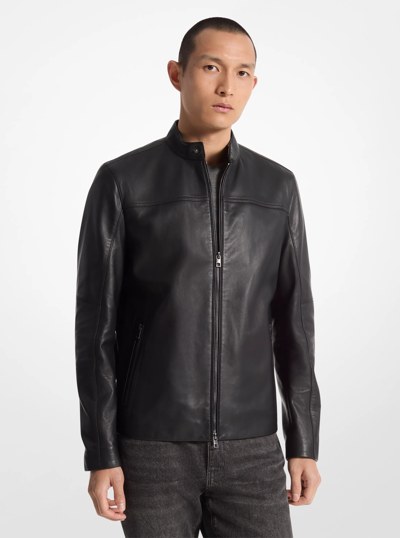 Leather Racer Jacket in BLACK | Michael Kors