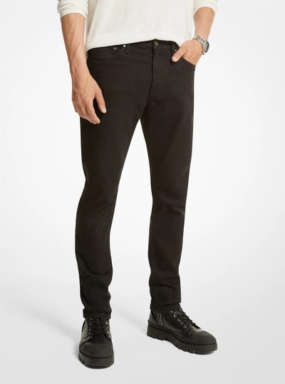 Slim-Fit Stretch-Cotton Jeans in BLACK | Michael Kors