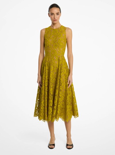 Cotton Blend Floral Lace Dance Dress in MOSS | Michael Kors