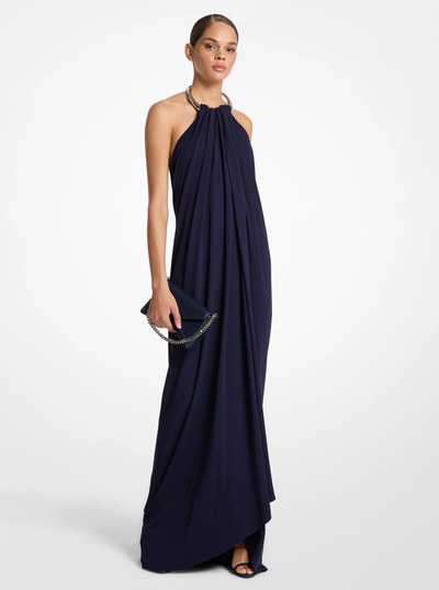 Crepe Jersey Necklace Gown in MARITIME | Michael Kors