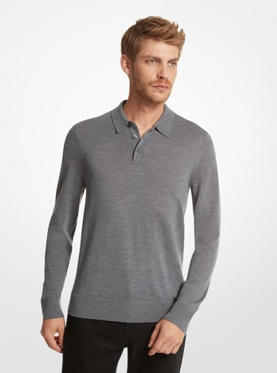 Merino Wool Polo Sweater in ASH | Michael Kors