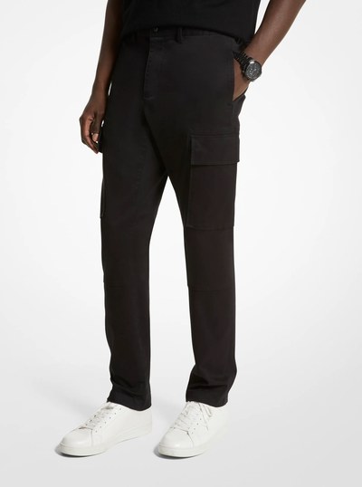 Stretch Organic Cotton Cargo Pants in BLACK | Michael Kors