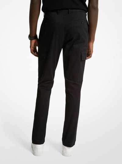 Stretch Organic Cotton Cargo Pants in BLACK | Michael Kors