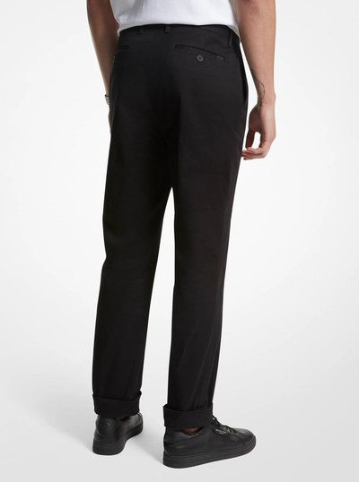 Stretch Cotton Cuffed Pants in BLACK | Michael Kors