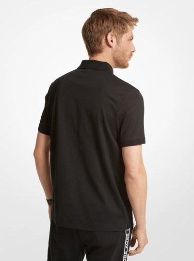 Cotton Jersey Polo Shirt in BLACK | Michael Kors