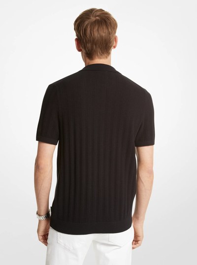 Textured Cotton Blend Shirt in BLACK | Michael Kors