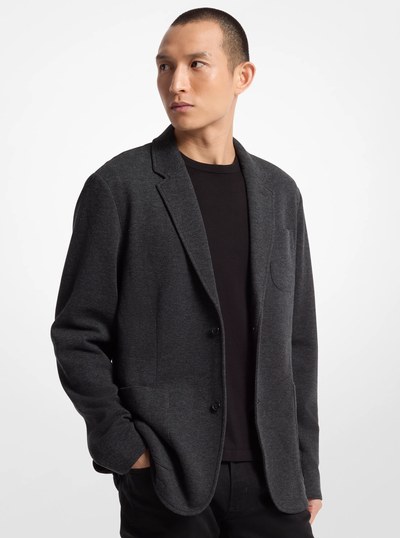 Double Face Cotton Blend Blazer in CHARCOAL | Michael Kors