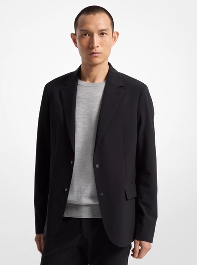 2-in-1 Mixed-Media Blazer in BLACK | Michael Kors