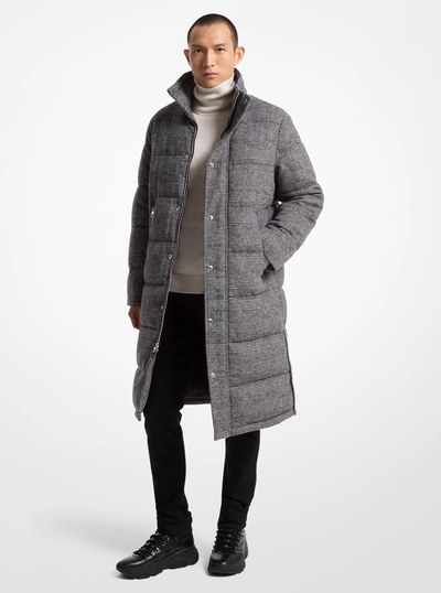 Prince Of Wales Quilted Puffer Coat in BLACK | Michael Kors