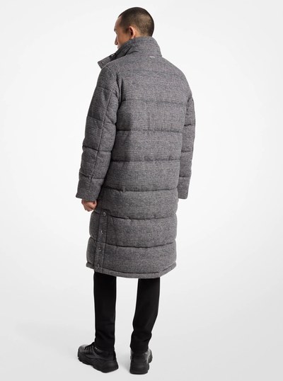 Prince Of Wales Quilted Puffer Coat in BLACK | Michael Kors