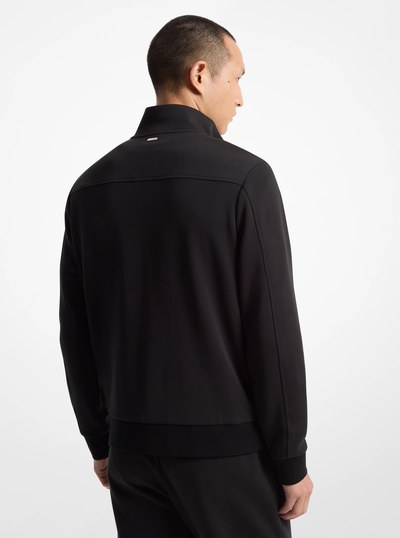Stretch Cotton Mock Neck Jacket in BLACK | Michael Kors