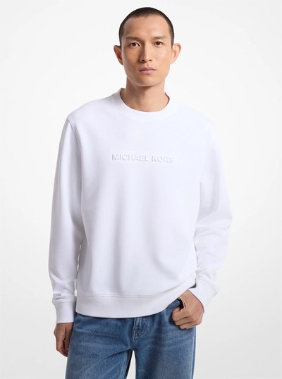 Logo Embossed Cotton Blend Sweater in WHITE | Michael Kors