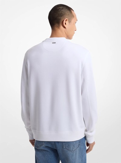 Logo Embossed Cotton Blend Sweater in WHITE | Michael Kors