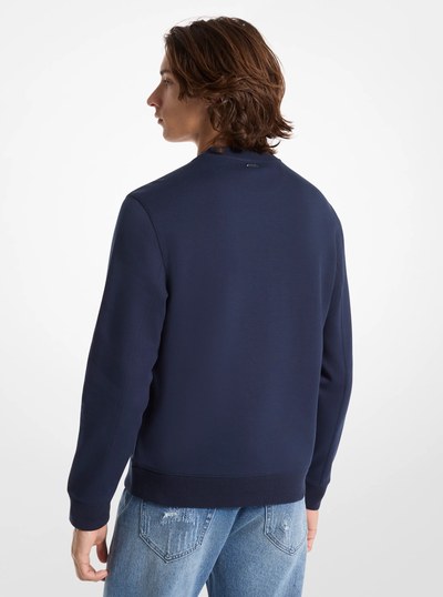 Logo Embossed Cotton Blend Sweater in MIDNIGHT | Michael Kors