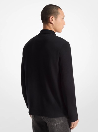 Bubble Knit Long-Sleeve Polo Shirt in BLACK | Michael Kors