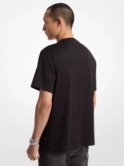 Logo Embossed Cotton T-Shirt in BLACK | Michael Kors