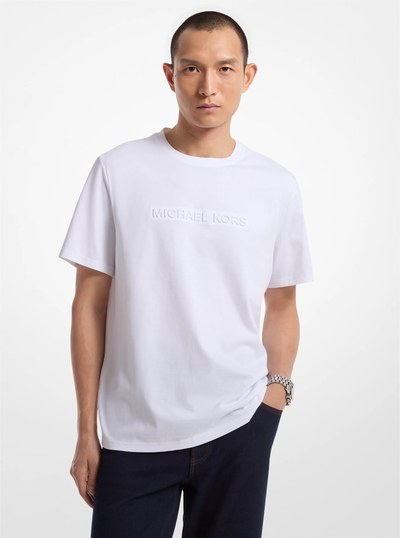 Logo Embossed Cotton T-Shirt in WHITE | Michael Kors