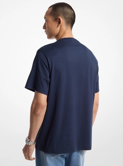 Logo Embossed Cotton T-Shirt in MIDNIGHT | Michael Kors