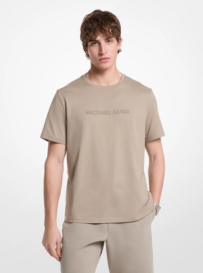 Logo Embossed Cotton T-Shirt in DUSTY SAGE | Michael Kors