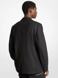 Blazer &agrave; double boutonnage en flanelle de laine extensible