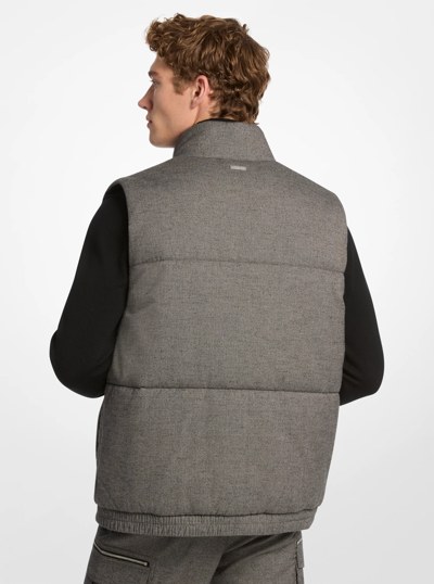 Houndstooth Cotton Puffer Vest in ASH | Michael Kors