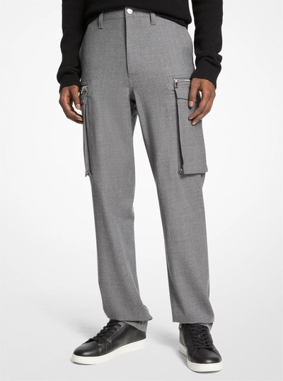 Stretch Wool Cargo Pants in ASH | Michael Kors