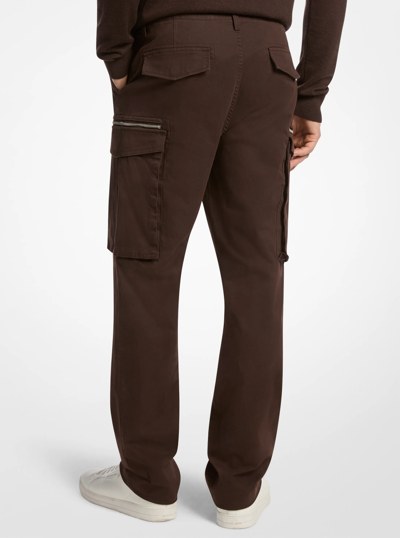 Stretch Cotton Zip Cargo Pants in CHOCOLATE | Michael Kors