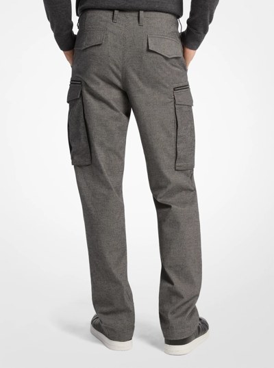 Houndstooth Cotton Zip Cargo Pants in ASH | Michael Kors