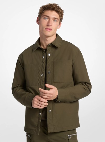 Stretch Cotton Padded Shirt Jacket in IVY | Michael Kors