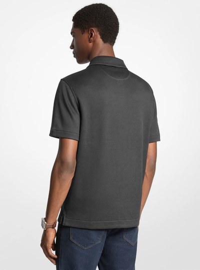 Waffle Knit Polo Shirt in BLACK | Michael Kors
